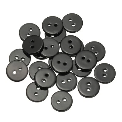 21Pcs Natural Shell Button, 2 Hole 11.5mm Round Mother of Pearl Buttons, Black