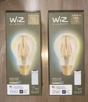 2 x WiZ Filament A.B22 LED 720 Lumens Amber Warm Smart WiFi B22 Light Bulb Globe