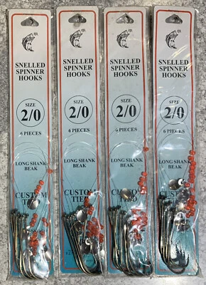 4 Packs Snelled Spinner Rigs Size 2/0