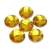 200 Gold Flatback Acrylic Round Sewing Rhinestone Gems Button 12mm Sew on beads