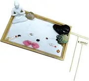 1 Set Mini Zen Garden Kit Japanese Style Sandbox Figure Model for Desk Creative Sand Decoration with Rocks Present for Meditation Home Office Decor
