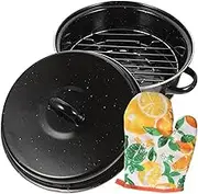 Cabilock 1Set Multi Function Roasting Pot with Enamel Lid Convenient Cooking Pan for Daily Use for Roasting Potatoes Sweet Potatoes Chicken