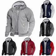 Men's Zip Hoodie Sweatshirt Fleece Hoodie Thick Hoodies Navy BlueLight Gray Dark GrayBlack Black Red Navy Blue Hooded Plain Work Sports Outdoor Casual Streetw