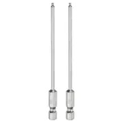 2pcs Ball End Hex Screwdriver Bit Set 2mm Magnetic 1/4" Hex Shank 4" Long