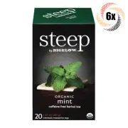 6x Boxes Steep Bigelow Organic Mint Herbal Tea | 20 Bags Each | 1.4oz