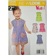 New Look 6485 Pattern Toddler Girls Sleeveless Dress Size 1/2 1 2 3 4 Uncut