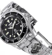 Invicta Men's Watch Pro Diver Dual Time Black Dial Automatic Steel Bracelet