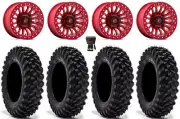 Fuel Rincon Beadlock 15" Wheels Red 30" Warrior XT Tires Polaris Ranger XP 9/1K
