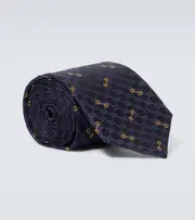 [Gucci] Gucci Horsebit silk tie One Size blue