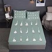 Graceful Goose Prints Fitted Sheet Set Farm Animal Farmhouse Pastoral Goose Design Bedding Set | with Fitted Sheet and 2 Pillowshams(3pcs) or Comforter(4pcs) (Queen-3PCS,A)