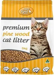 Feline First Pine Wood Kitty Litter, 5kg - Natural & Low-Dust, Superior Absorption, Fast Clumping & Odour Control - Ideal for Cat Owners Seeking Easy Maintenance & Hygiene