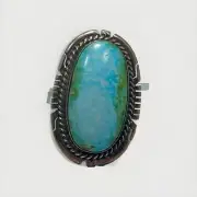 Native American Handmade Sterling Silver Ring With Sonoran Gold Turquoise, Sz 6