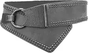 [TeeYee] Women Girls Fashion Rivet Studded Oblique Buckle Adjustable Elastic Wide Waist Belt