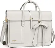 MOSISO Laptop Bag for Women, PU Leather Laptop Shoulder Bag Convertible Backpack, Messenger Bag Casual Handbag Work Briefcase Travel Computer Bag with Bowknot