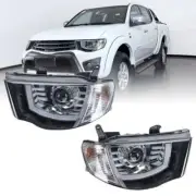 2Pcs LED Headlight Head Lamp Projector For Mitsubishi Triton ML MN Ute 2005-2014 (for: Mitsubishi)