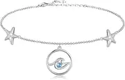 [Zepmais] Adjustable Ocean Wave Starfish Anklet 925 Sterling Silver for Women-Summer Beach Jewelry Boho Coastal Anklet Bracelets for Sister BFF