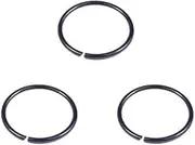 DENI 3 x Black Nose Rings Diameter 8mm Very Thin 0.6mm Thickness Without Clasp Silver, Silver