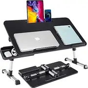 Lap Desk for Laptop,BUILDEC Adjustable Laptop Stand for Desk with Storage Drawer,Foldable Legs Standing Lap Table for Reading, Eating, Working, Writing, Gaming and Drawing in Bed Sofa Couch Floor