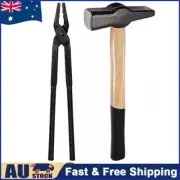 16" Blacksmith Wolf Jaw Tong + Hammer 0000811-1000 Set For Knife Making Forge