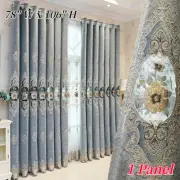 1 Panel European Chenille Curtain Embroidered Floral Tulle Window Drape Eyelets
