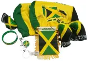 Jamaica Headrest Cover Flag, Jamaican Boxing Gloves Mini Banner, Keychain, Bra