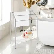 Bathroom Freestanding Silver Metal Towel Rack, 3 Tiered Towel Drying Rack Stand