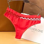 [FARZAH] Women Panties Female Underwear 3PCS/Set Sexy G-String Thongs Cotton Women Panties Hollow Out Slip Femme Plus Size S-XXL Underwear for Women Female Lingerie Underpants(Red 1pc,S)
