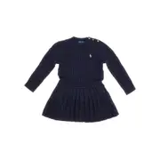 [RALPH LAUREN] RALPH LAUREN Knitted mini dress with logo embroidery Kids 2Y 2Y Blue