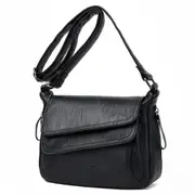 Summer Leather Luxury Handbags Female Shoulder Messenger Bag(Black)