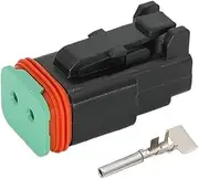 BIZOCA DT15-2P Black 2Pin Automotive Connector, DT Straight Pin PCB Mounting Head, Wireline to Board Plug Socket(DT06-2S-E004)