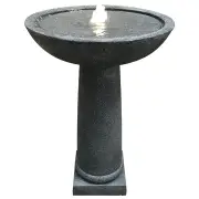 PROTEGE Bird Bath Solar Water Feature Fountain, Contemporary Birdbath Design, with Panel Kit, LED Lights, Dark Grey