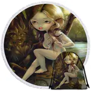 Forest Creatures Tree Nymph in the Hamadryad Lake Round Beach Towel