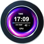 VSDISPLAY 2.1 Inch AIO Round LCD Screen 480x480 CPU Temperature Date Monitoring Display for Computer PC Case Liquid Cooler,Black
