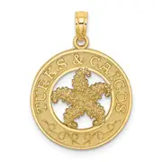 14k Yellow Gold TURKS AND CAICOS w/ Starfish Circle Charm