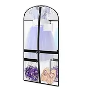 Garment Bag for Kids Dance Costumes, Clear PVC Thick Waterproof Hanging Clothes Cover with Accessory Pockets, Dustproof Storage Bag for Closet or Competitions