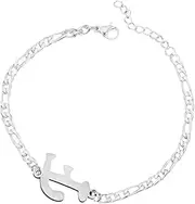 [Generic] Sparkly Necklaces for Women Personalized Initial Bracelet Silver Plated Titanium Steel Letter Bracelet Dainty Titanium Steel Bracelet Delicate Disc Name Bracelet For Women Smart Watch Music Storage