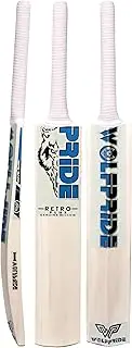 Retro Plus Super Power Blue and White Kashmir Willow Full Size Cricket Bat, Ideal for Age 15+ Yrs with Anti Scuff Sheet, Toe, and Cover
