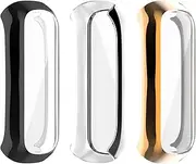 Case intended for Samsung Galaxy Fit 2 SM-R220 Band All-Around Protective Bumper Slim Plated TPU Case Scratch-Proof Cover Shell intended for Galaxy Fit 2 Smartwatch Accessories (Black&Silver&Rosegold)