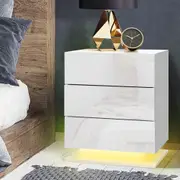 1x Artiss Bedside Table LED MORI White