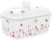 The Leonardo Collection Jennifer Rose Gallery Busy Bees Butter Dish with Lid in Presentation Box | Fine China | Watercolour Inspired | Gift Boxed |