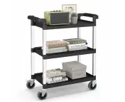 Costway 3-Tier Tool Cart Trolley Lockable Storage Utility Cart Aluminum Kitchen Workshop Garage Organizer