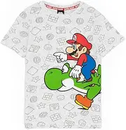 [Super Mario] Nintendo and Yoshi Boy's Kids Grey Character T-Shirt Top