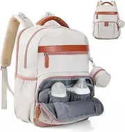 Petino Pura Diaper Bag Backpack with Detachable Changing Station for Unisex Babies, Large Capacity Travel Essentials Diaper Bags, Waterproof Baby Bags for Multiple Use, Light Brown, Classic, Classic