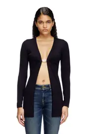 [Diesel] Diesel - Longline wool cardigan with open front - Knitwear - Woman - Blue M Blue