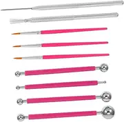 NUOBESTY Versatile Clay Sculpture Tools Kit 9pc Set of Pottery Tools Embossing Tool Fondant Tools Metal Polymer Pottery Carving Set for DIY Craft