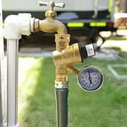 RV Water Pressure Regulator Valve, Brass Lead-Free Adjustable Water Pressure Reducer for RV Campers Yellow