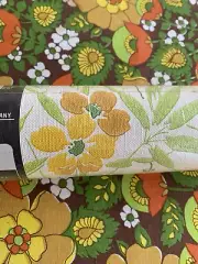 Vintage 70's Flower Power Textured Double Roll Pre-Pasted Wallpaper