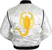 [LP-FACON] Mens Scorpio Logo Quilted Satin Bomber Jacket Black/White