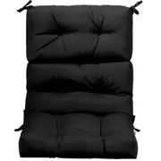 Giantex Patio Chair Seat Pads Cushion w/Non-slip Rope Belts High Back Chair Indoor & Outdoor Black