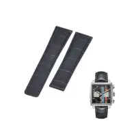 22mm Black Leather Watch Strap For Tag Heuer Monaco CAW2113 FC6250